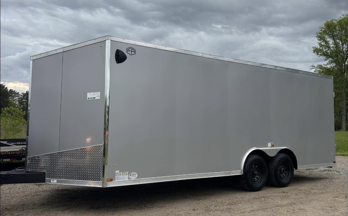 20ft enclosed cargo trailer rental Delaware, OH - exterior view with rear ramp door
